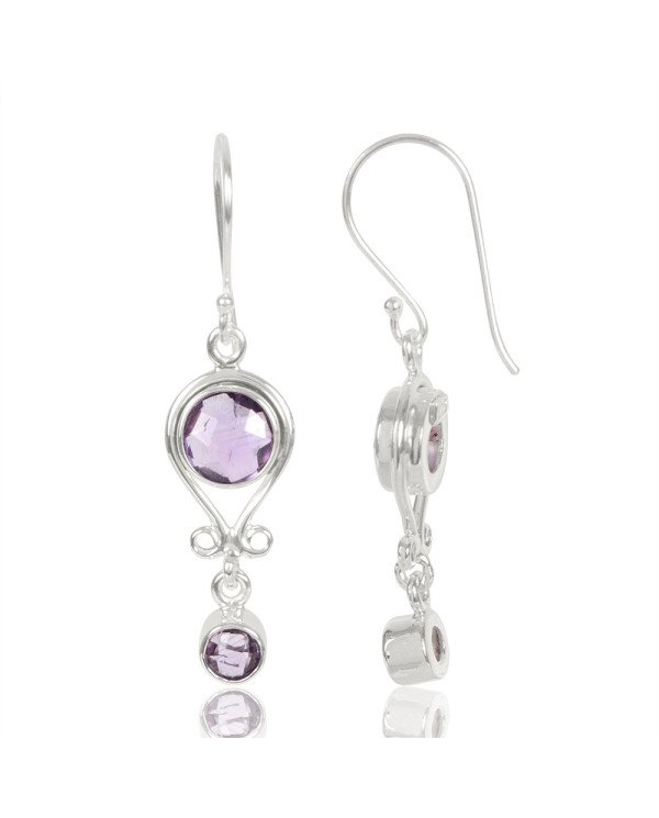Natural Amethyst Gemstone 925 Sterling Silver Dangle  Earring| Jewels Artisan