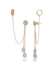 Blue Onyx Dangle Earrings | Gold Plated 925 Silver Handmade Jewelry
