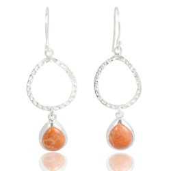 Natural Sponge Coral Gemstone 925 Sterling Silver Earring| Jewels Artisan