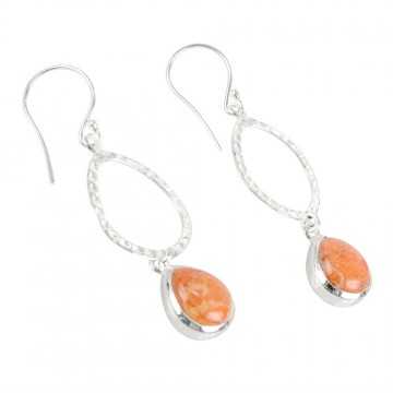Natural Sponge Coral Gemstone 925 Sterling Silver Earring| Jewels Artisan