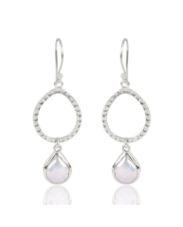 Natural Pearl Gemstone 925 Sterling Silver Dangle Earring| Jewels Artisan