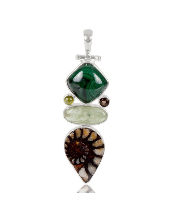 Green Kyanite Hematite Ammonite Idocrase Malachite And Smoky Quartz Gemstone 925 Streling Sliver Earring