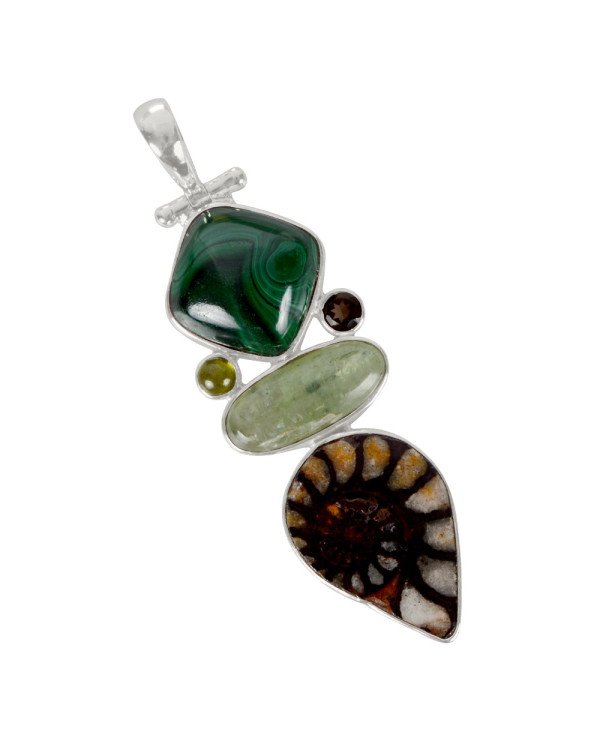 Green Kyanite Hematite Ammonite Idocrase Malachite And Smoky Quartz Gemstone 925 Streling Sliver Earring