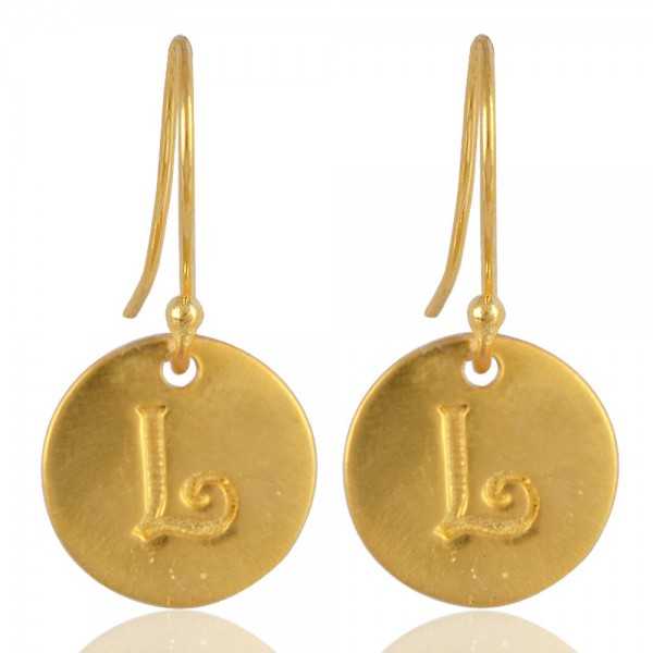 L Alphabate Brass Fashion Earring | Jewels Artisan