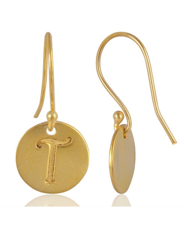 T Alphabate Brass Fashion Earring | Jewels Artisan