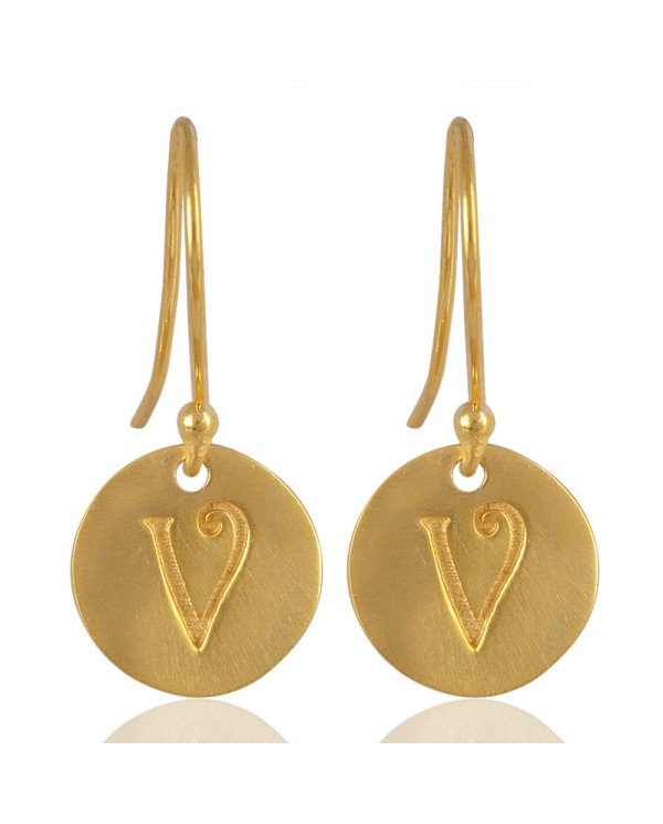 V Alphabate Brass Fashion Earring | Jewels Artisan