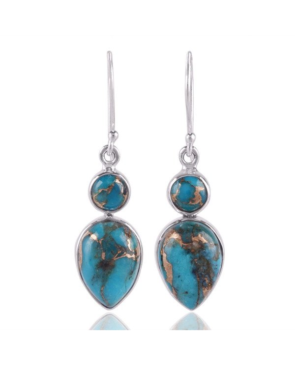 Natural Blue Copper Turquoise Gemstone Sterling Silver Earring | Jewels Artisan