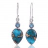 Natural Blue Copper Turquoise And Swiss Blue Topaz Gemstone Sterling Silver Earring | Jewels Artisan