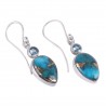 Natural Blue Copper Turquoise And Swiss Blue Topaz Gemstone Sterling Silver Earring | Jewels Artisan