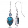 Natural Blue Copper Turquoise And Swiss Blue Topaz Gemstone Sterling Silver Earring | Jewels Artisan