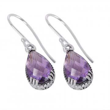 Natural Amethyst Gemstone 925 Sterling Silver Earring| Jewels Artisan