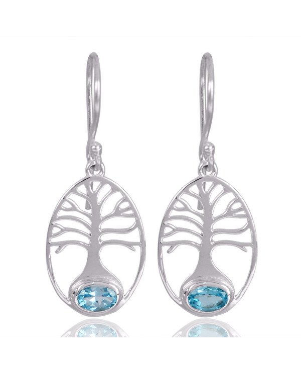 Natural Swiss Blue Topaz Gemstone 925 Sterling Silver Earring| Jewels Artisan