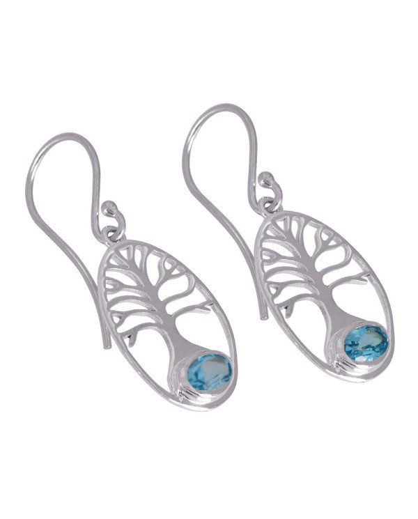 Natural Swiss Blue Topaz Gemstone 925 Sterling Silver Earring| Jewels Artisan