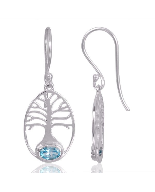 Natural Swiss Blue Topaz Gemstone 925 Sterling Silver Earring| Jewels Artisan