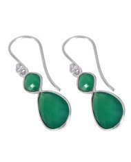Natural Green Onyx Gemstone 925 Sterling Silver Cluster Earring| Jewels Artisan