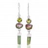 Natural Peridot And Tourmaline Slice Gemstone 925 Sterling Silver Cluster Earring| Jewels Artisan