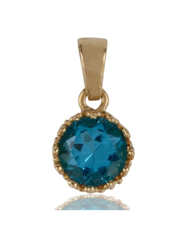 Sky Blue Swarovski Glass Yellow Gold Plated Fashion Pendnat| Jewels Artisan