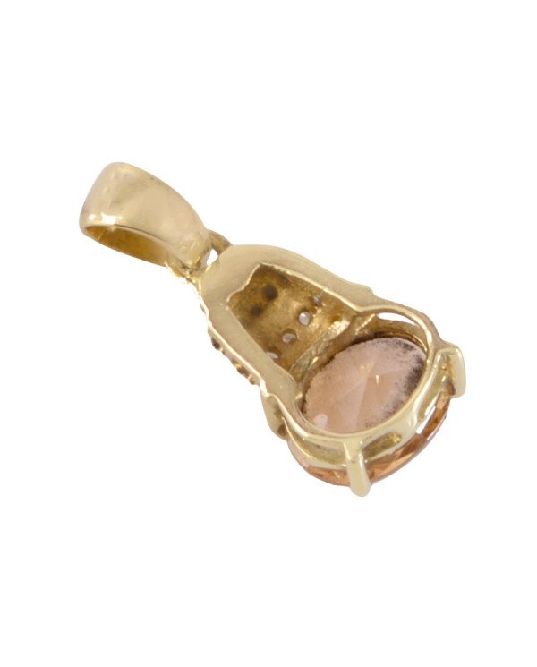 Peach Swarovski Glass Yellow Gold Plated Fashion Pendnat| Jewels Artisan