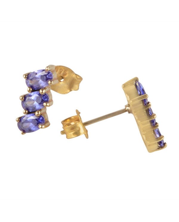 Blue Swarovski Glass Yellow Gold Plated Fashion Earring| Jewels Artisan