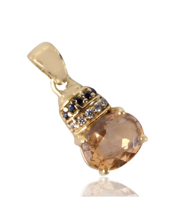 Peach Swarovski Glass Yellow Gold Plated Fashion Pendnat| Jewels Artisan
