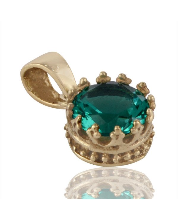 Green Swarovski Glass Yellow Gold Plated Fashion Pendnat| Jewels Artisan