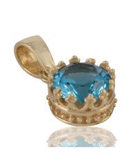Sky Blue Swarovski Glass Yellow Gold Plated Fashion Pendnat| Jewels Artisan