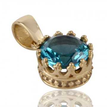 Blue Swarovski Glass Yellow Gold Plated Fashion Pendnat| Jewels Artisan