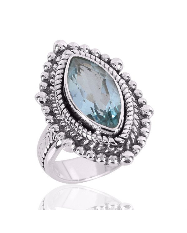 Natural Sky Blue Topaz Gemstone 925 Sterling Silver Ring| Jewels Artisan