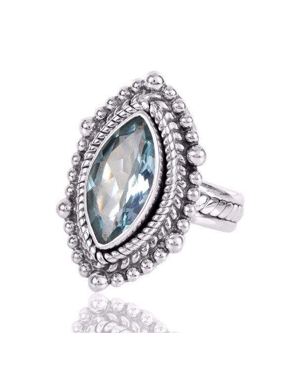 Natural Sky Blue Topaz Gemstone 925 Sterling Silver Ring| Jewels Artisan