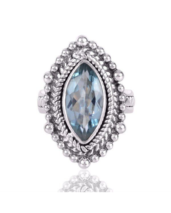 Natural Sky Blue Topaz Gemstone 925 Sterling Silver Ring| Jewels Artisan