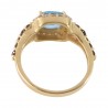 Sky Blue Swarovski Glass Yellow Gold Plated Fashion Ring| Jewels Artisan