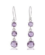 Natural Amethyst Gemstone 925 Sterling Silver Earring| Jewels Artisan