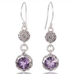 Natural Amethyst Gemstone 925 Sterling Silver Earring| Jewels Artisan