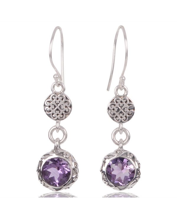 Natural Amethyst Gemstone 925 Sterling Silver Earring| Jewels Artisan
