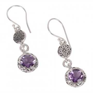 Natural Amethyst Gemstone 925 Sterling Silver Earring| Jewels Artisan