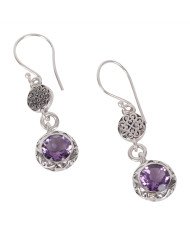 Natural Amethyst Gemstone 925 Sterling Silver Earring| Jewels Artisan