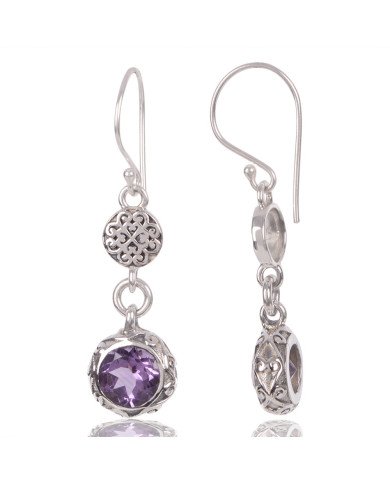 Natural Amethyst Gemstone 925 Sterling Silver Earring| Jewels Artisan