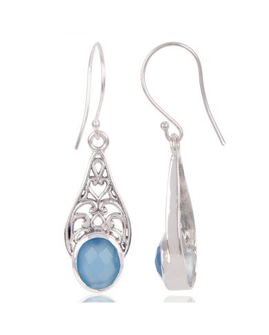 Natural Blue Onyx Gemstone 925 Sterling Silver Earring| Jewels Artisan