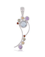 Natural Amethsyt Citrine Garnet Peridot And Sky Blue Topaz Gemstone 925 Sterling Silver Pendant| Jewels Artisan