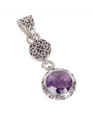 Natural Amethyst Gemstone 925 Sterling Silver Cluster Pendant| Jewels Artisan