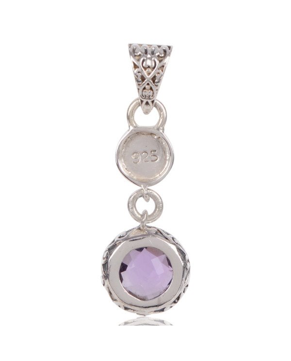 Natural Amethyst Gemstone 925 Sterling Silver Cluster Pendant| Jewels Artisan