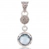 Natural Sky Blue Topaz Gemstone 925 Sterling Silver Cluster Pendant| Jewels Artisan