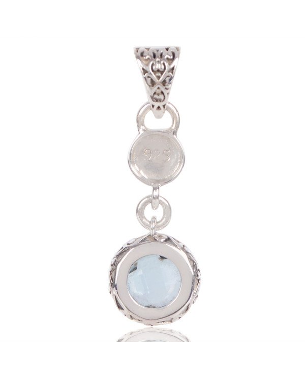 Natural Sky Blue Topaz Gemstone 925 Sterling Silver Cluster Pendant| Jewels Artisan