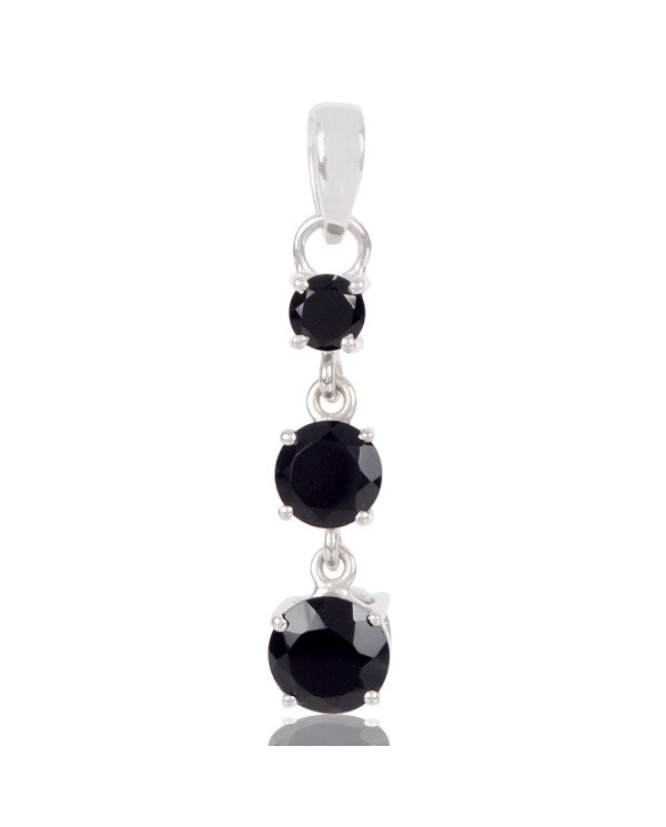 Natural Black Onyx Gemstone 925 Sterling Silver Cluster Pendant| Jewels Artisan