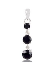 Natural Black Onyx Gemstone 925 Sterling Silver Cluster Pendant| Jewels Artisan