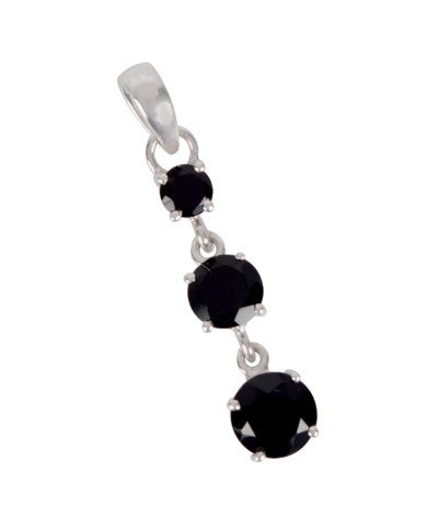 Natural Black Onyx Gemstone 925 Sterling Silver Cluster Pendant| Jewels Artisan