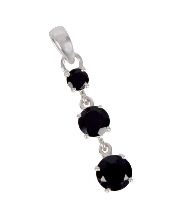 Natural Black Onyx Gemstone 925 Sterling Silver Cluster Pendant| Jewels Artisan