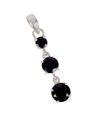 Natural Black Onyx Gemstone 925 Sterling Silver Cluster Pendant| Jewels Artisan
