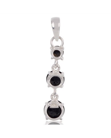Natural Black Onyx Gemstone 925 Sterling Silver Cluster Pendant| Jewels Artisan