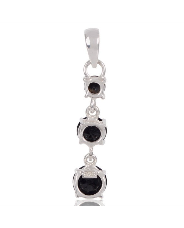 Natural Black Onyx Gemstone 925 Sterling Silver Cluster Pendant| Jewels Artisan